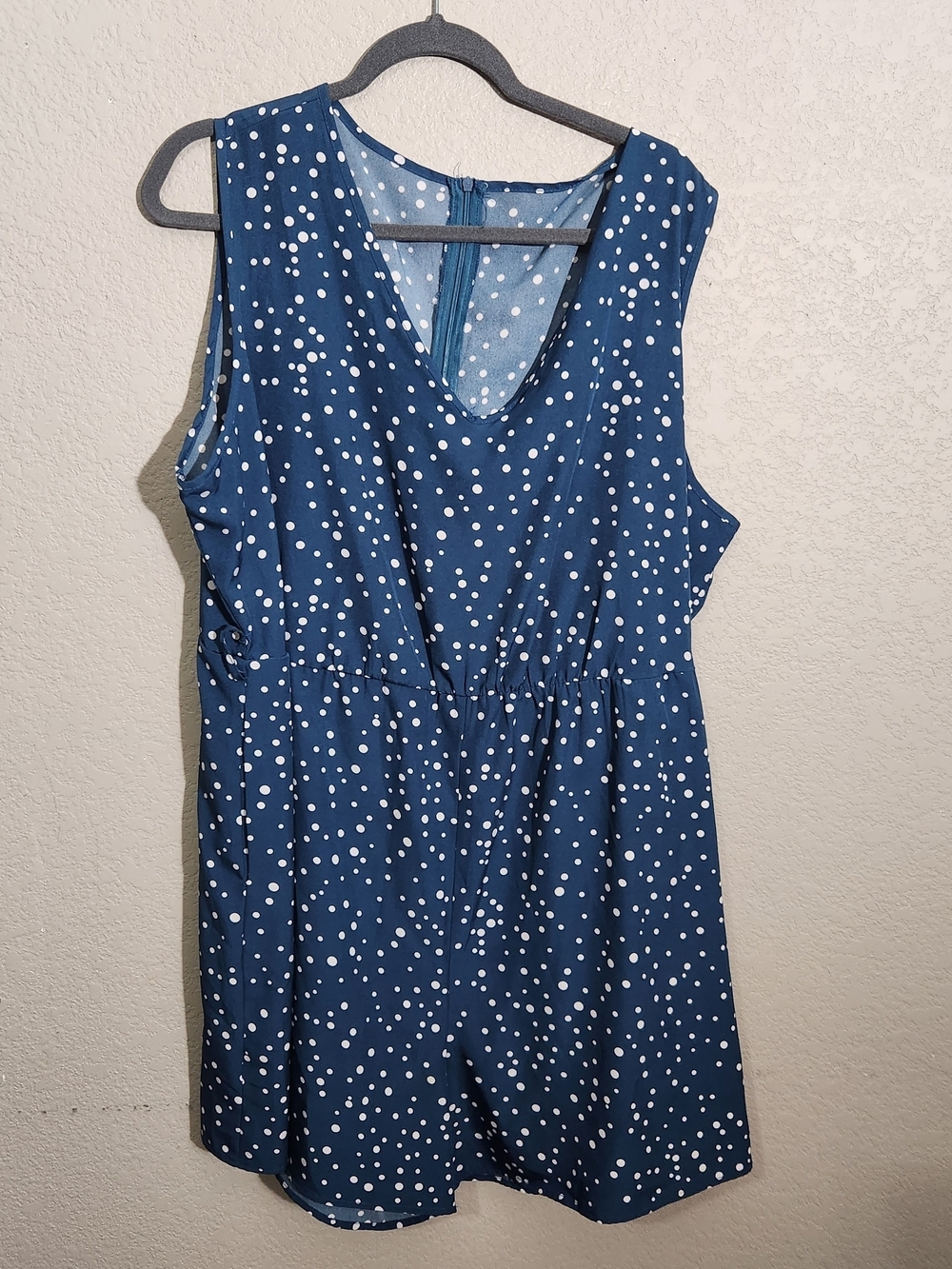 BloomChic Navy Turquoise Blue Polka Dot Sleeveless Romper Suze 18 20